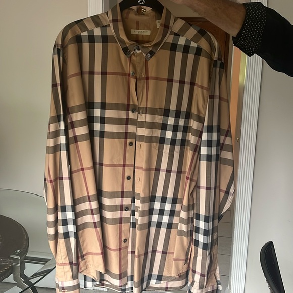 Burberry Brit Classic Tan Plaid Casual Button Down Shirt - Picture 7 of 12
